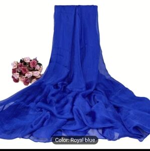 Scarf Women's Lightweight Chiffon Silklike Texture Royal Blue